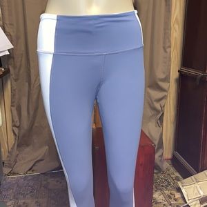 ATHLETA running yoga leggings light blue & white. Medium